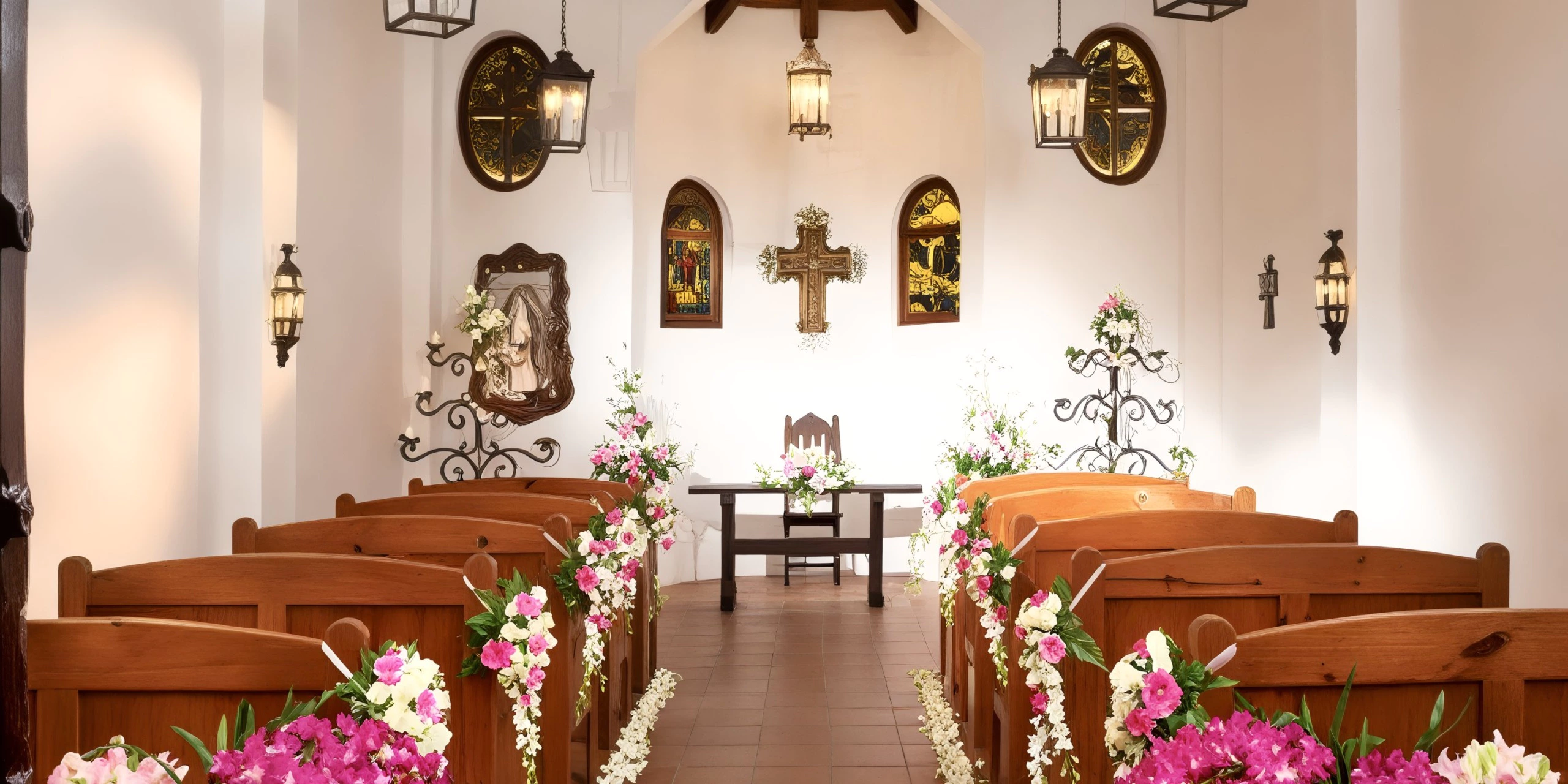 Elegant wedding chapel ceremony venue at Dreams Tulum Resort & Spa surrounded by tropical gardens