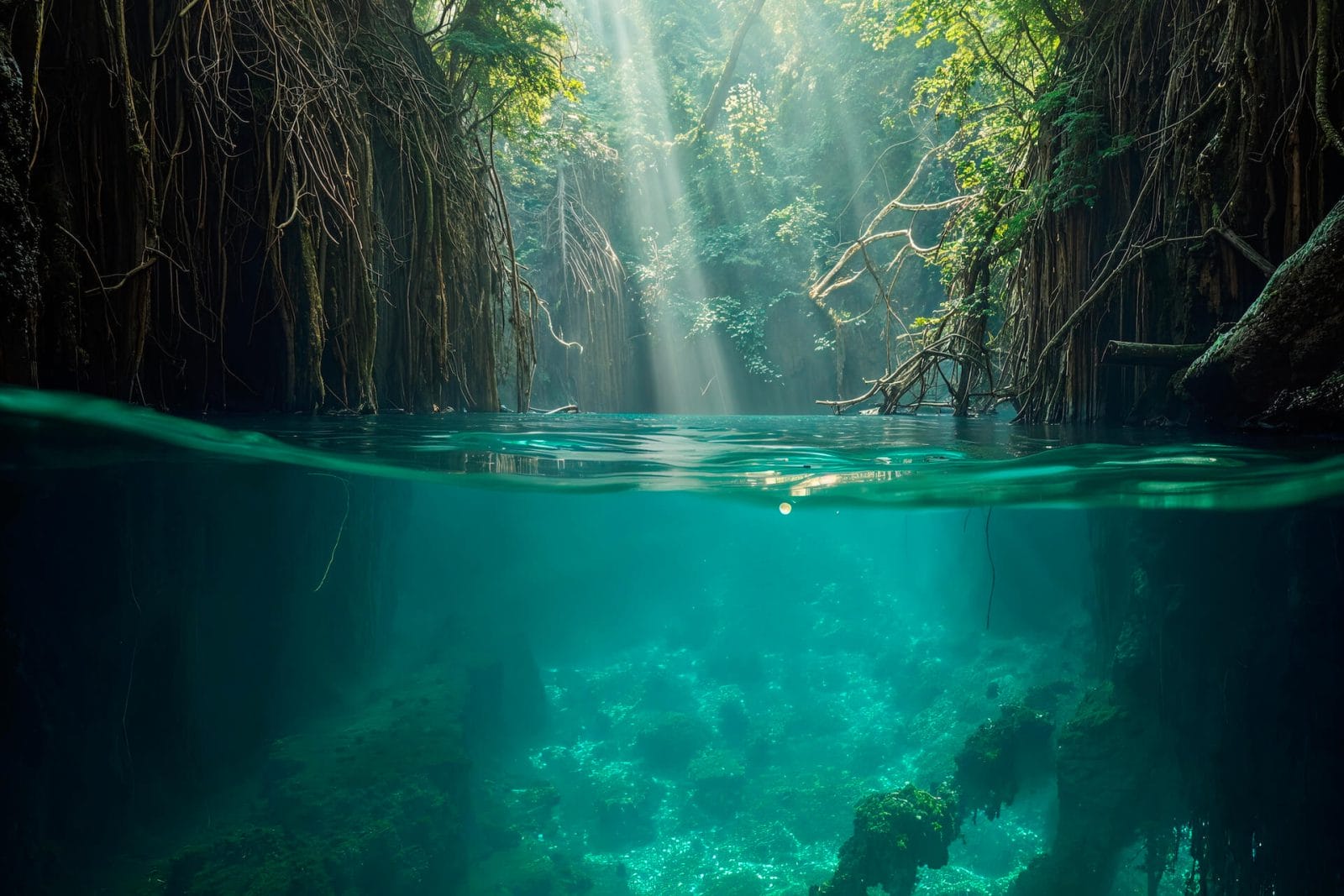 Mangrove and Cenote Scenery near Dreams Tulum Resort & Spa featuring lush mangrove landscapes, natural cenotes, and tropical beauty along the Riviera Maya