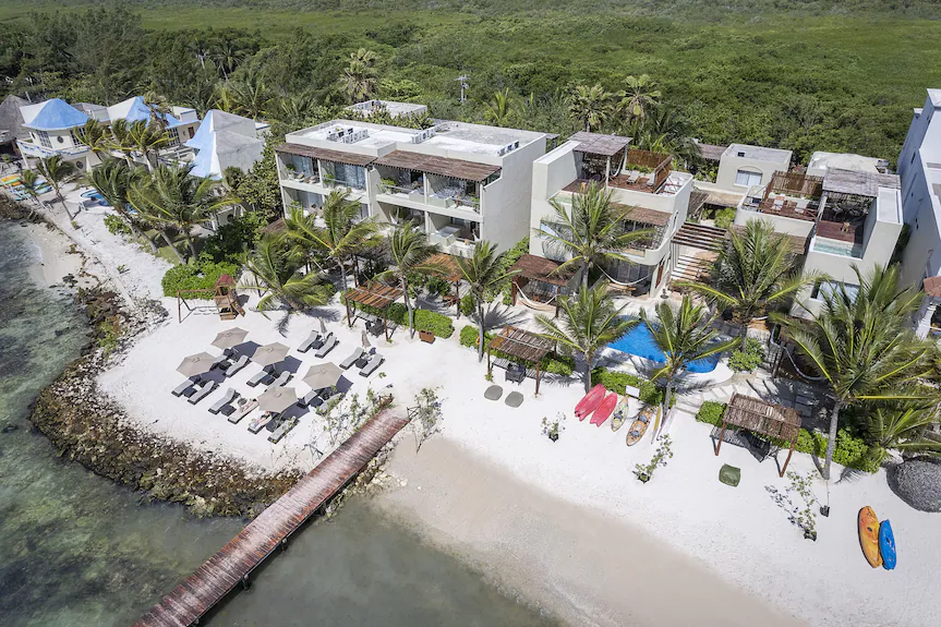 Mereva Tulum Boutique Hotel beachfront luxury property with ocean views and relaxed Riviera Maya atmosphere.