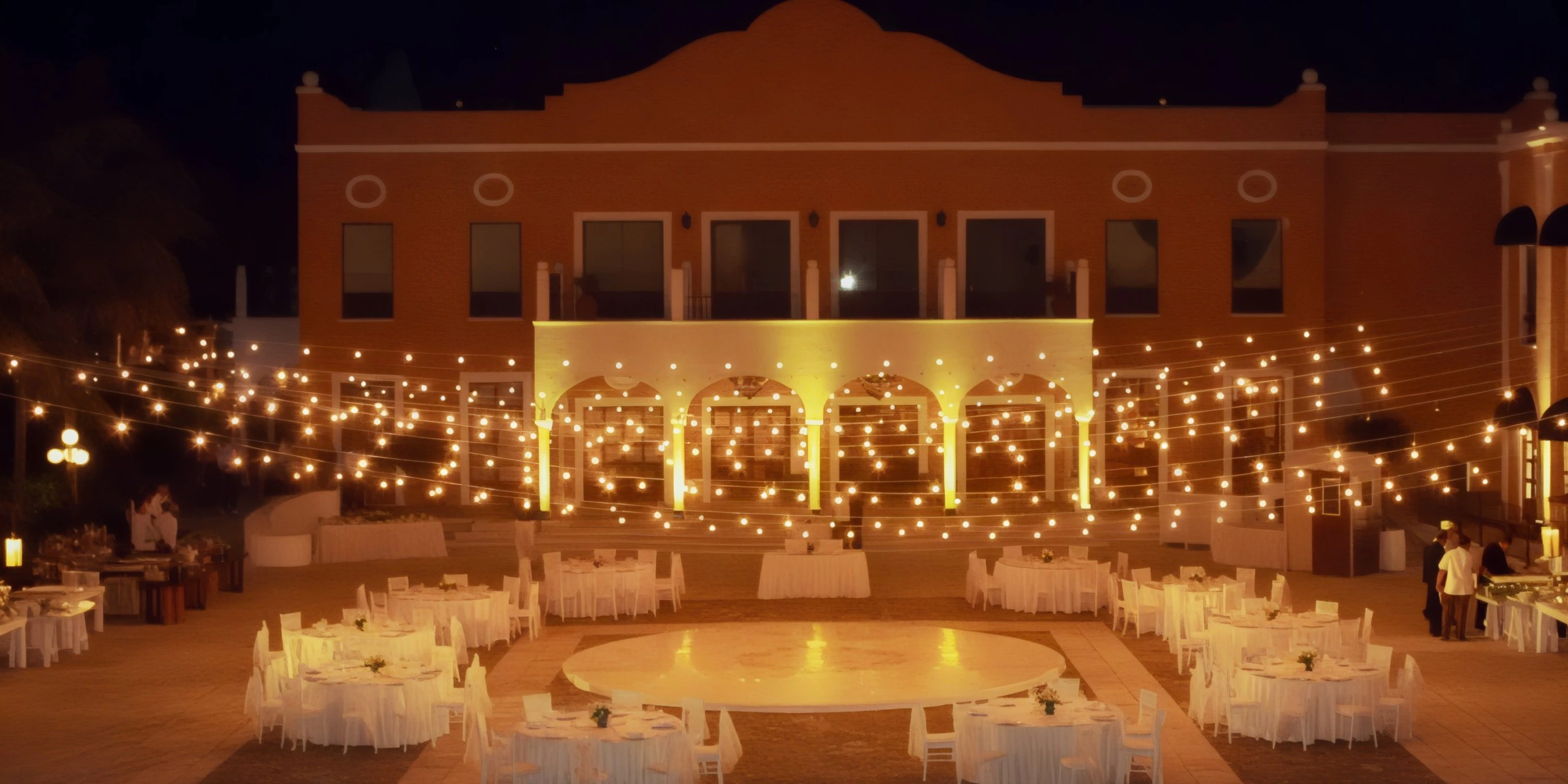 Mexican Plaza wedding reception venue with traditional Mexican architecture at Dreams Tulum Resort & Spa
