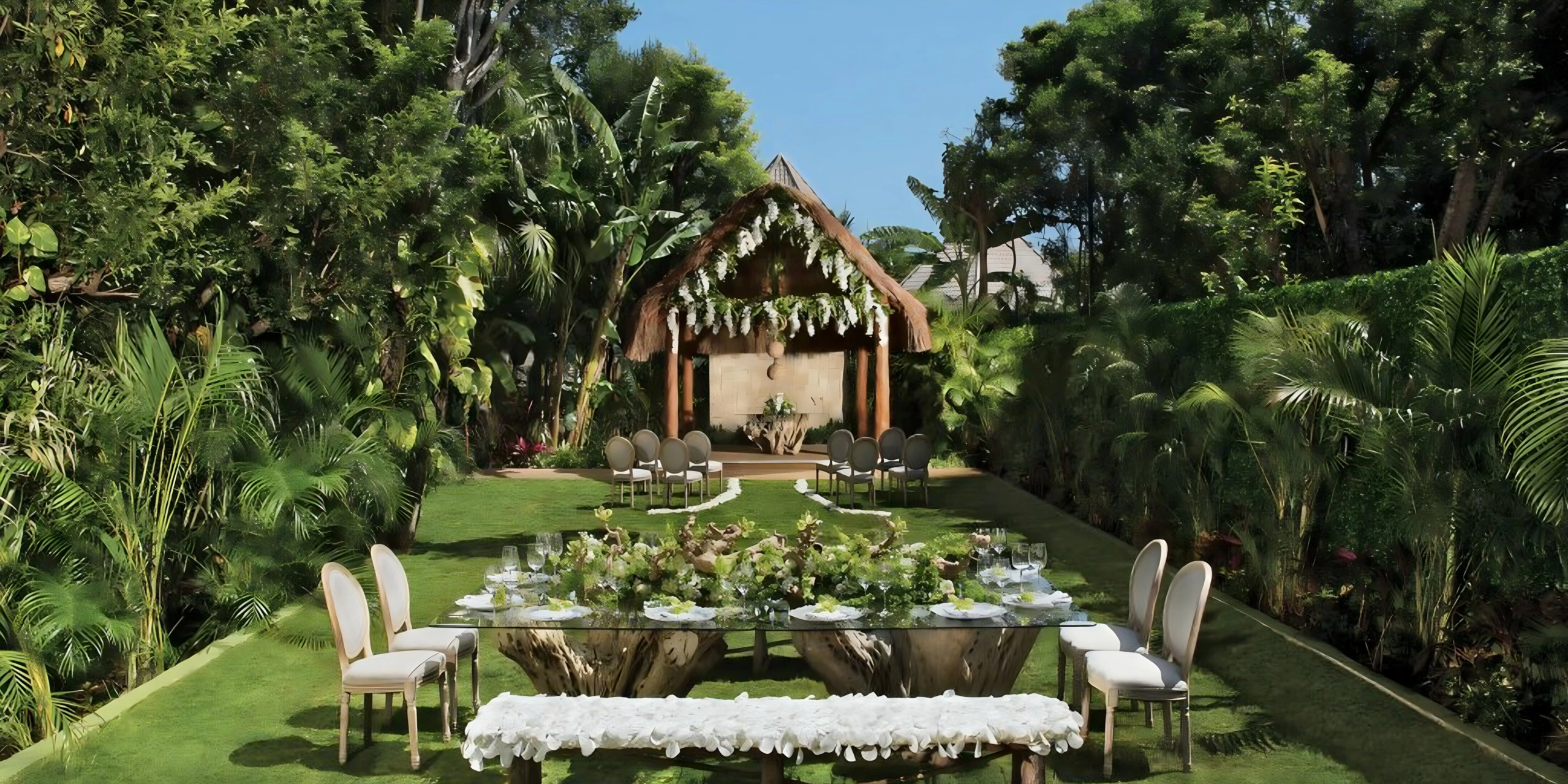 Secret Garden Gazebo wedding ceremony venue surrounded by lush tropical gardens at Dreams Tulum Resort & Spa