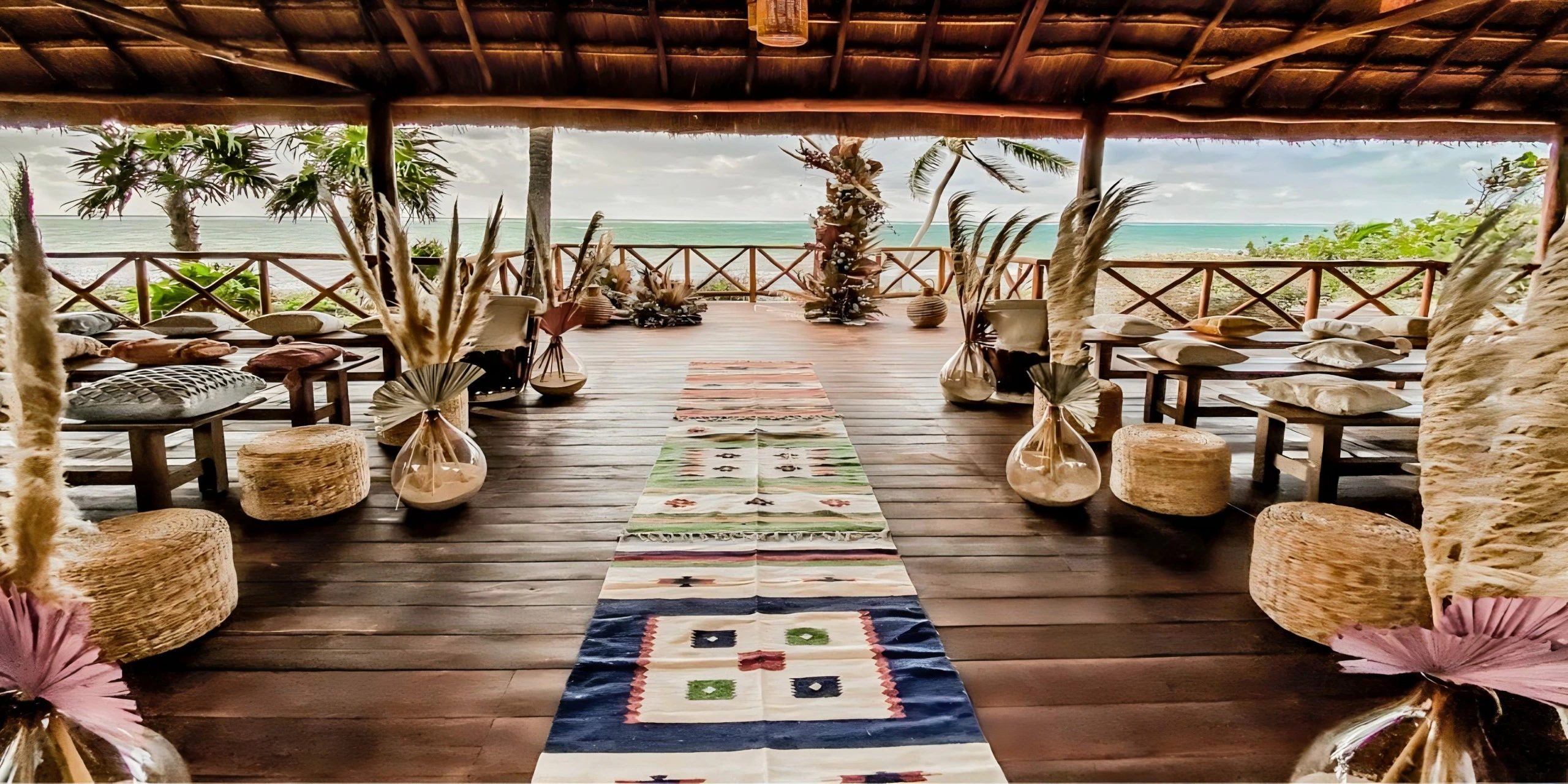 Tulum Beach Palapa wedding venue overlooking the Caribbean Sea at Dreams Tulum Resort & Spa